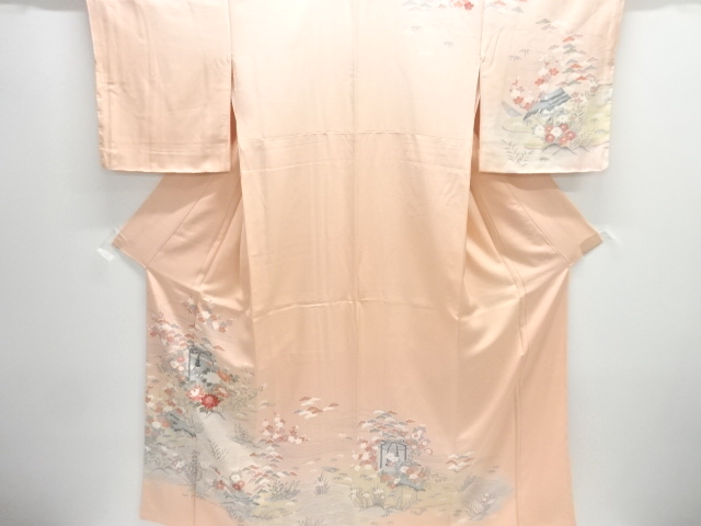 JAPANESE KIMONO / UNUSED HOMONGI / SILK / CHAYATSUJI & BUCKET